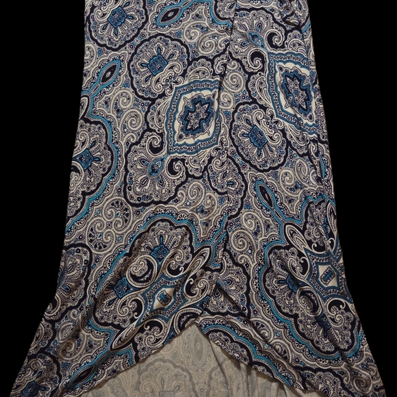 Artisan Ny High Low Skirt in Blue and White Paisley - Picture 3 of 6